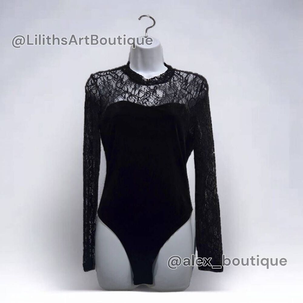 Lace Velvet Bodysuit(O008)-Size M for Women - Picture 2 of 10